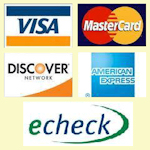 We accept all major credit cards and e-checks